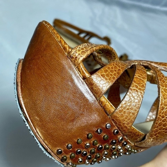 LAMB Gwen Stefani Studded Dale brown Platform strappy Stilettos size 5.5 - Picture 9 of 14